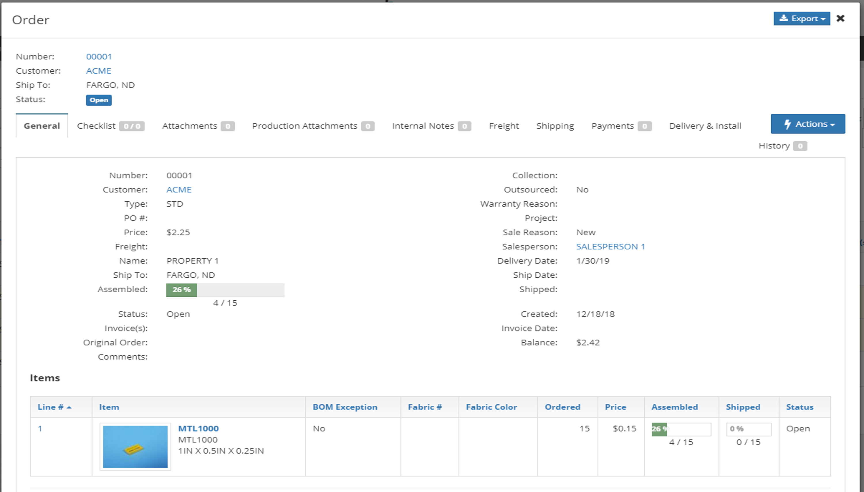 Order Assembly Status